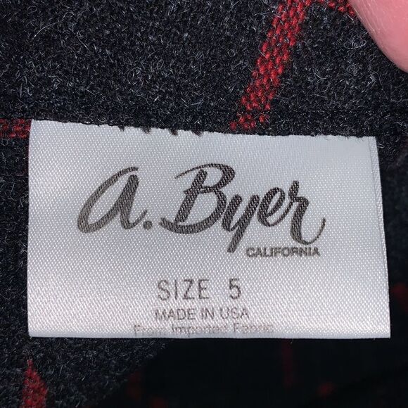 A. BYER dark gray & red checked straight wool blend skirt size 5 - Picture 5 of 5